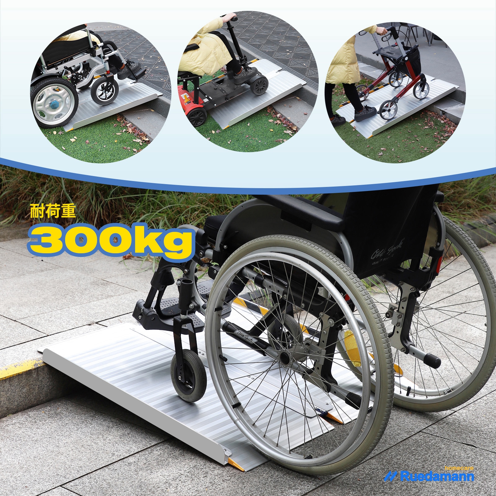 MR619-2 車椅子スロープ 折畳み式 アルミ製 1個 Ruedamann 【通販