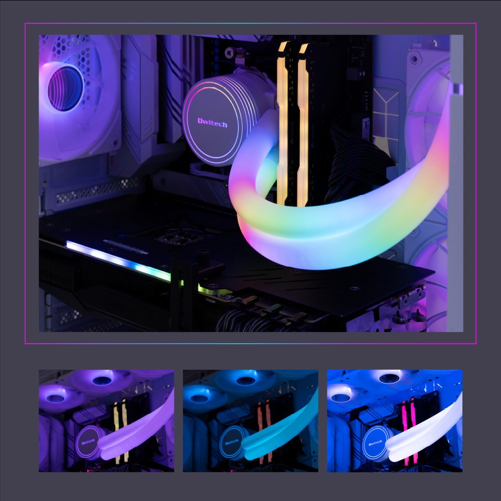 OWL-LCS360ARGB-WH ARGB LED内蔵ヘッド&チューブ 水冷CPUクーラー 