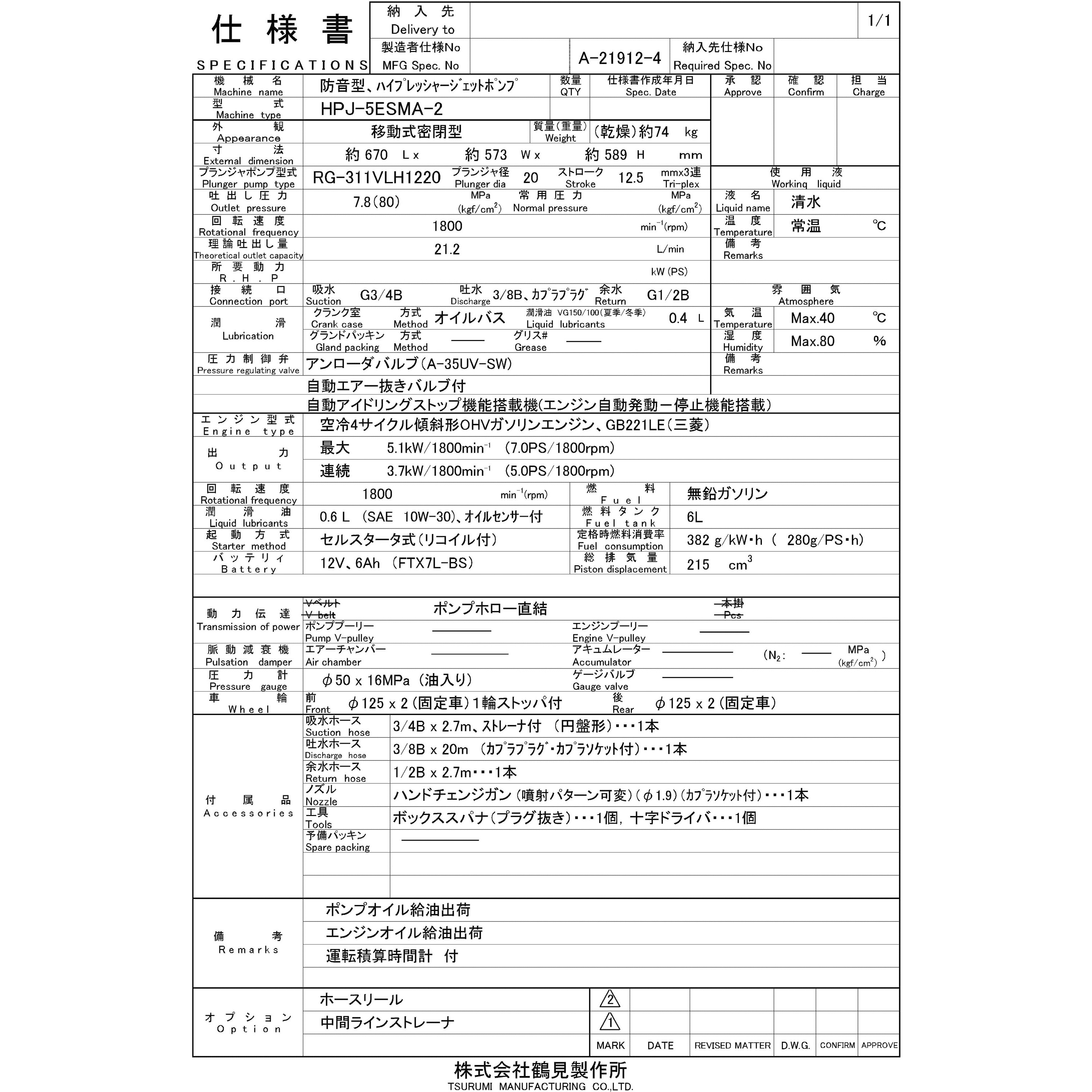K2 ★ツルミHPJ-5ESM高圧洗浄機防音ガン・高圧ホース・給排水ホースセット ツルミポンプ ツルミ 鶴見 HPJ-5ESM-3 高圧洗浄機 旧型式 HPJ
