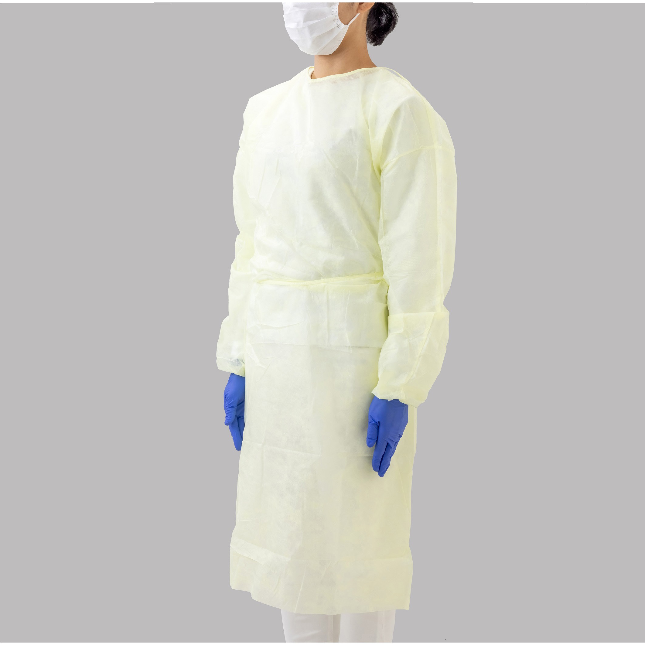 J2491-YE アイソレーションガウン(紐タイプ) 50着 セーフラン安全用品 フリーサイズ  J2491-YE