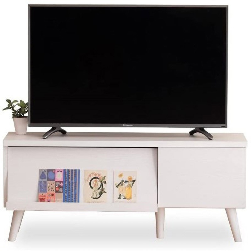 ホワイト モダン テレビ台 引き出し付き キャスター付きフロアタイプテレビボード W155 ホワイト ガラス