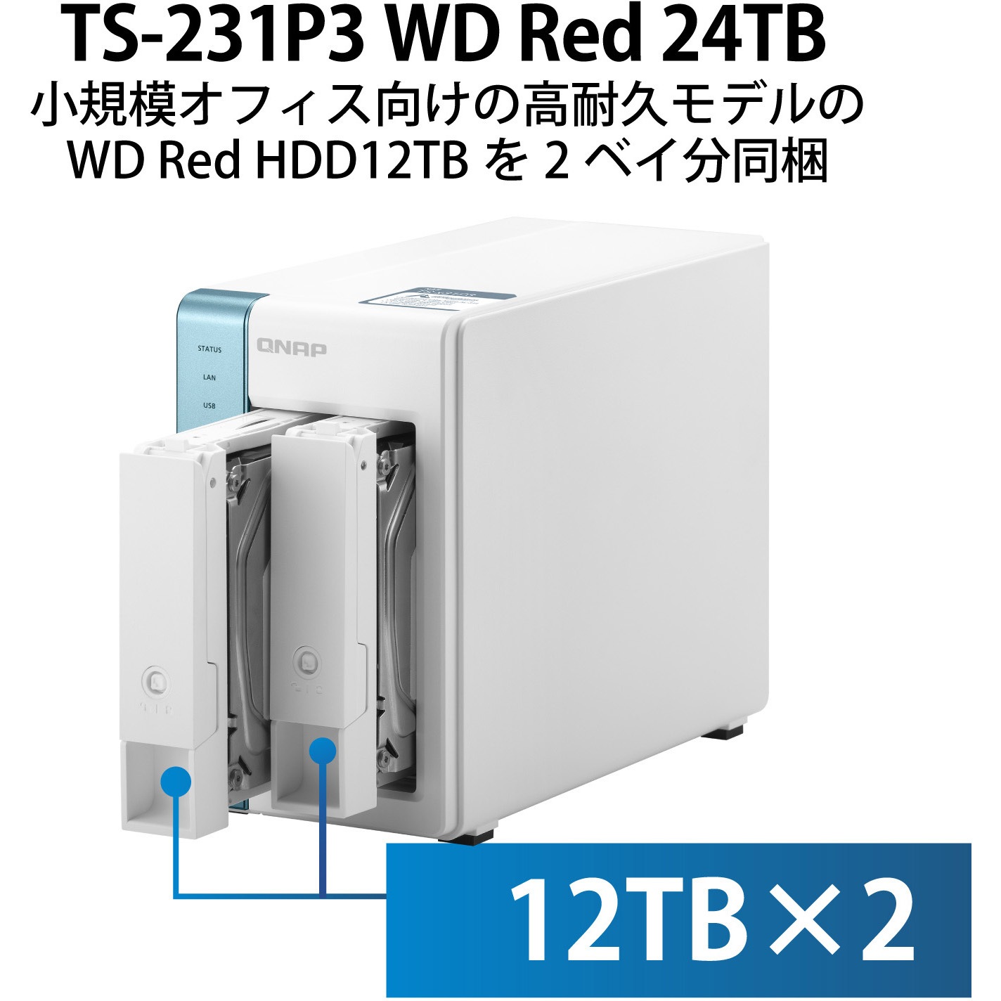 T231P3W202 QNAP NAS TS-231P3 タワー 2Bay WD Red 2/4/6/8/12/16/20 