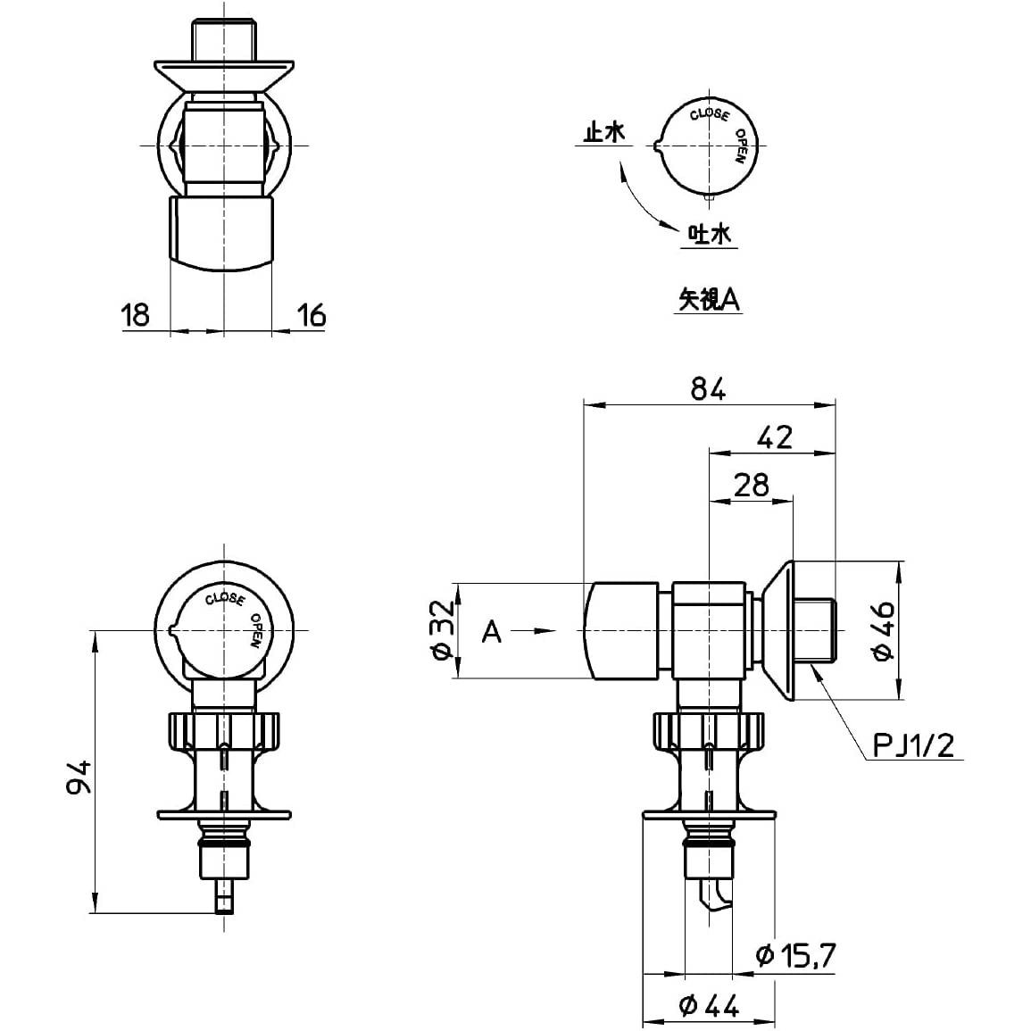 Y1433TK-W-13 洗濯機用送り座水栓 SANEI(旧:三栄水栓製作所