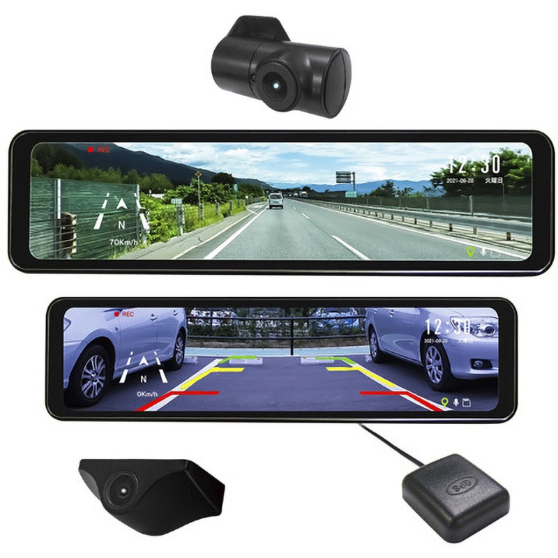 FC-DRMS22-W 2カメラ・ルームミラー型ドライブレコーダー FC-DR-MS22 FIRSTCOM 画素数200万画素