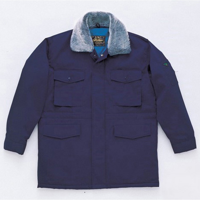 6290 制電防寒コート(フードイン) 橘被服 ネイビー色 4L着丈89cm