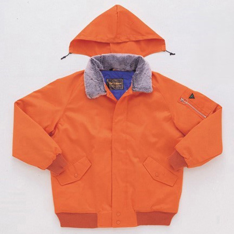 7980 安全防寒ジャンパー(フードイン) 橘被服 オレンジ色 M着丈64cm