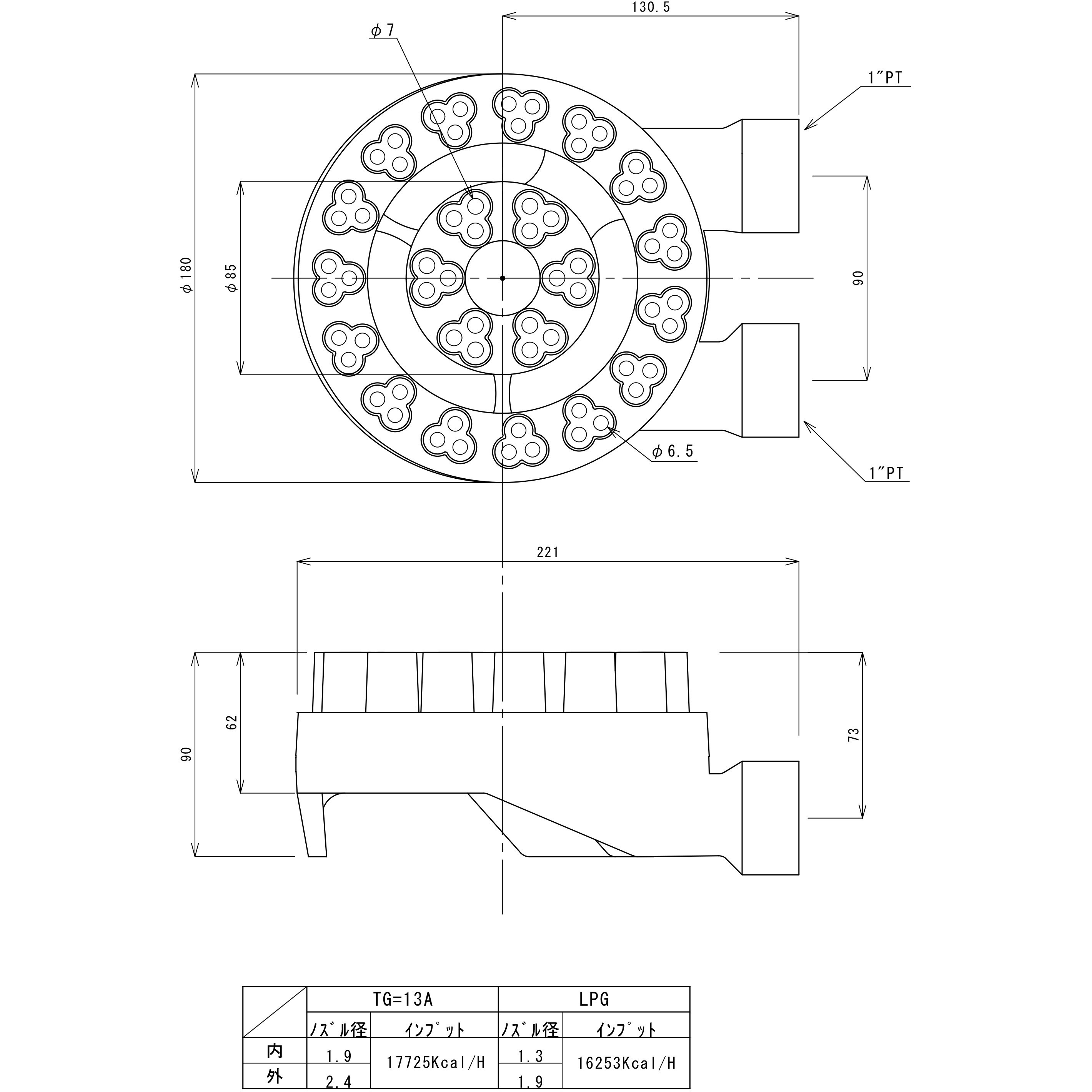 TO-895-2 星華バーナー横吹込 SUGICO(スギコ) 鋳鉄