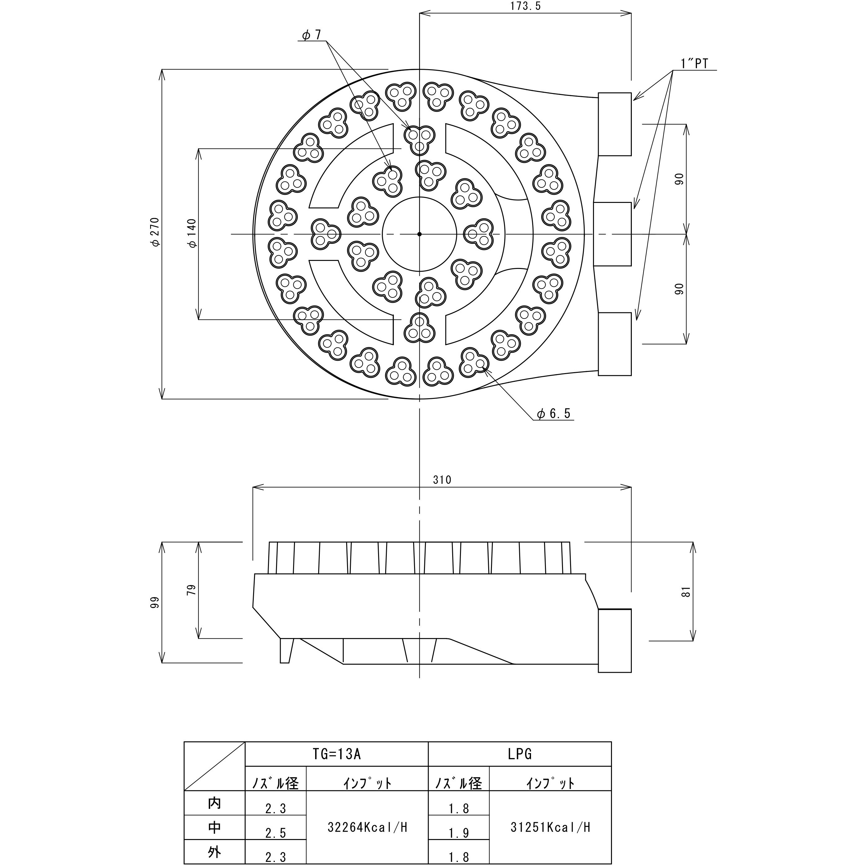 TO-895-6 星華バーナー横吹込 SUGICO(スギコ) 鋳鉄