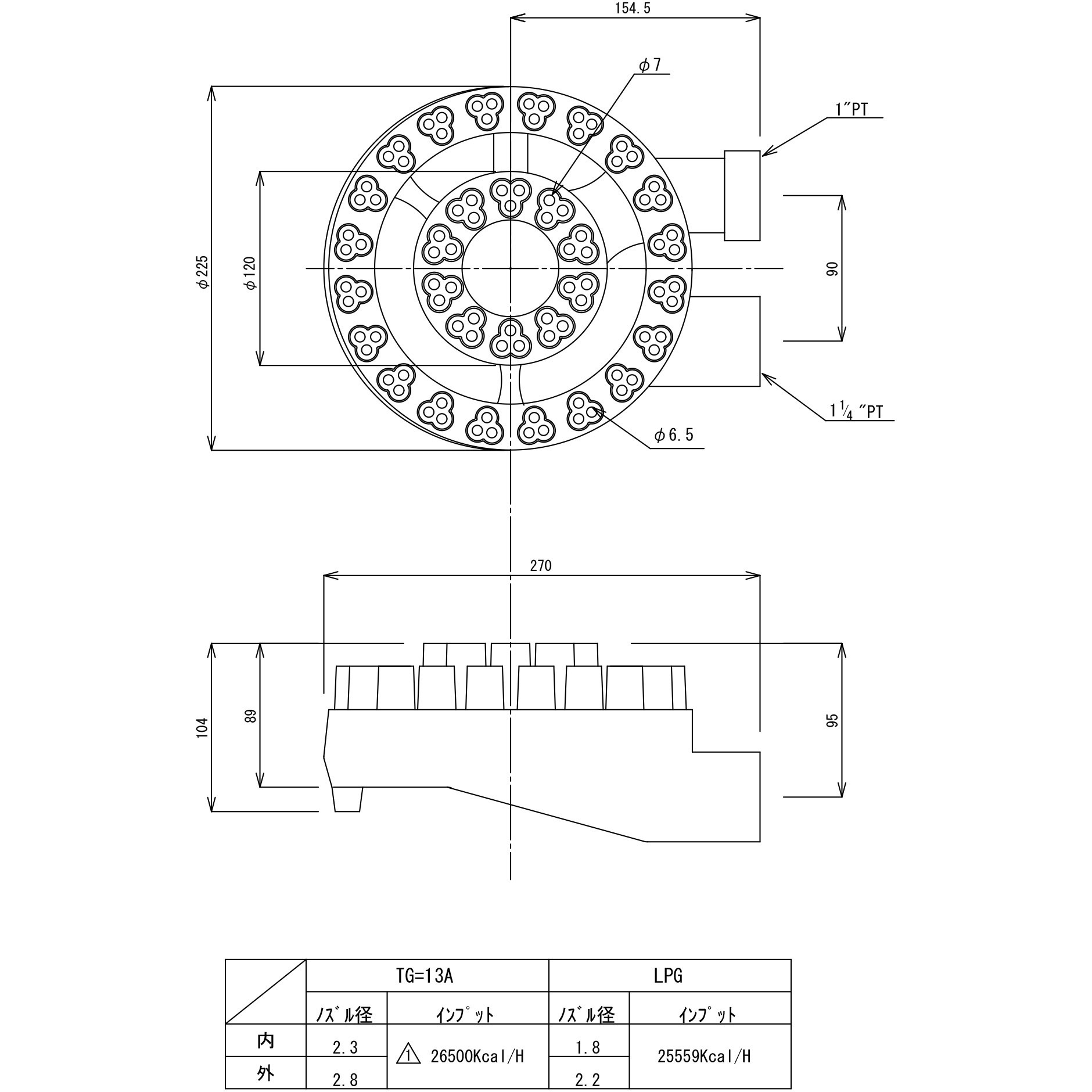 TO-896-2 星華バーナー横吹込中高 SUGICO(スギコ) 鋳鉄