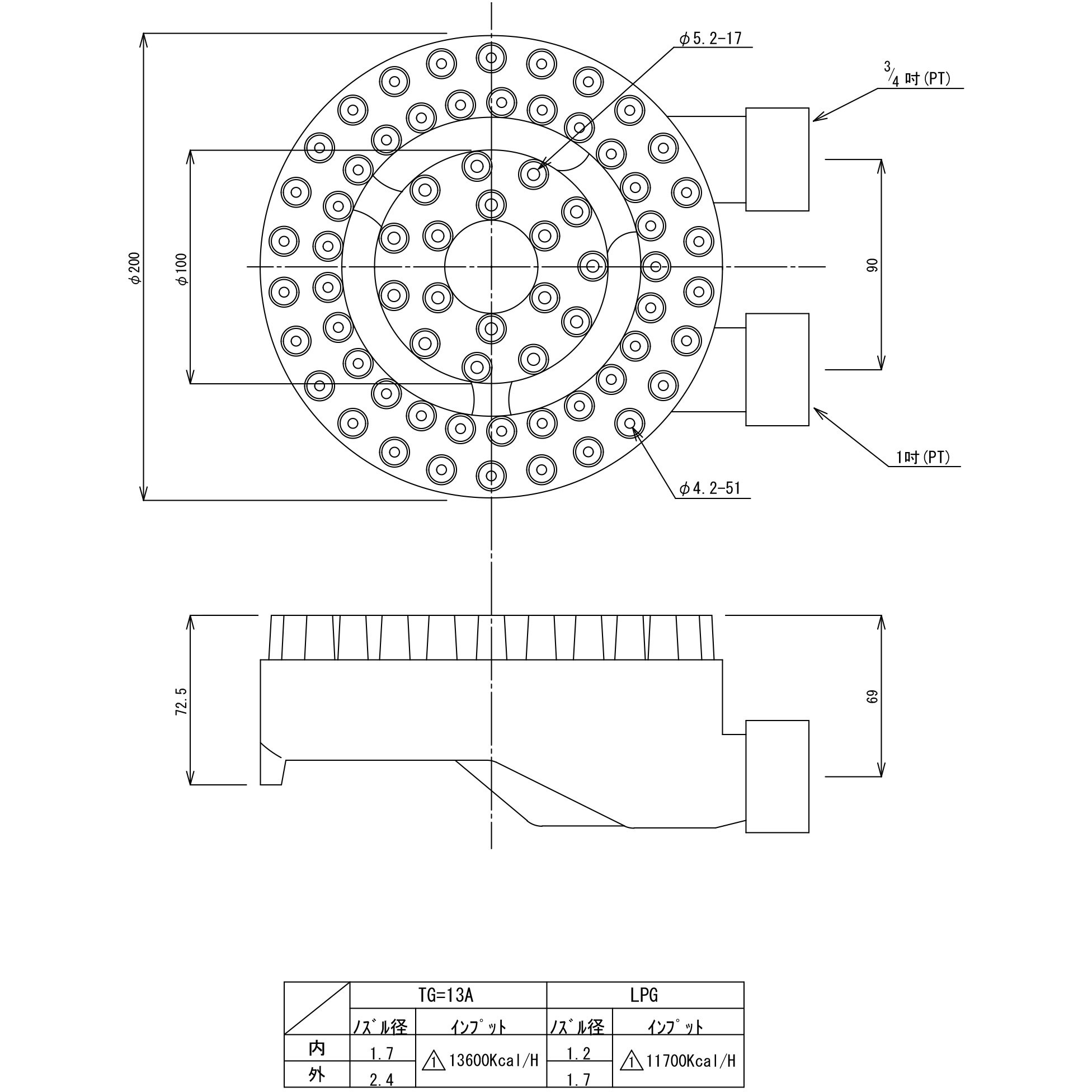 TO-899-2 中華バーナー SUGICO(スギコ) 鋳鉄厨房機器・設備・調理機械
