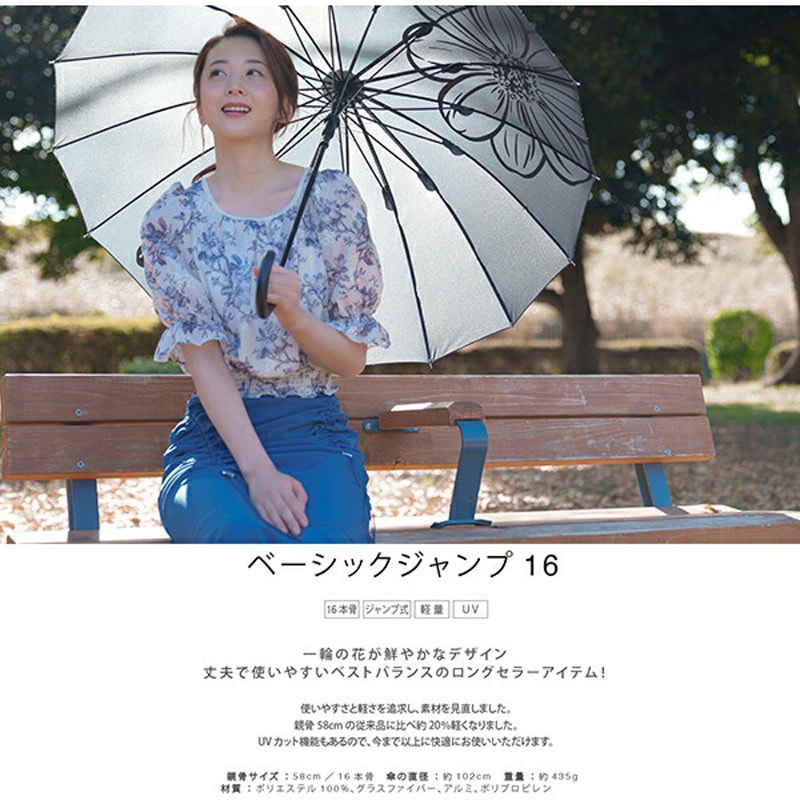 SMV-41457 ジャンプ傘 16本骨傘 58cm mabu(マブ) ネモフィラ色 SMV