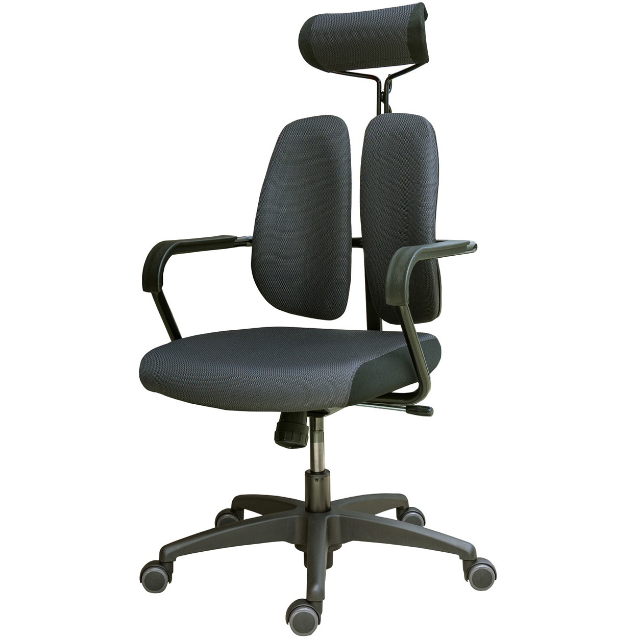 DR-7600F DBK オフィスチェア キャスター 肘掛け ヘッドレスト付き