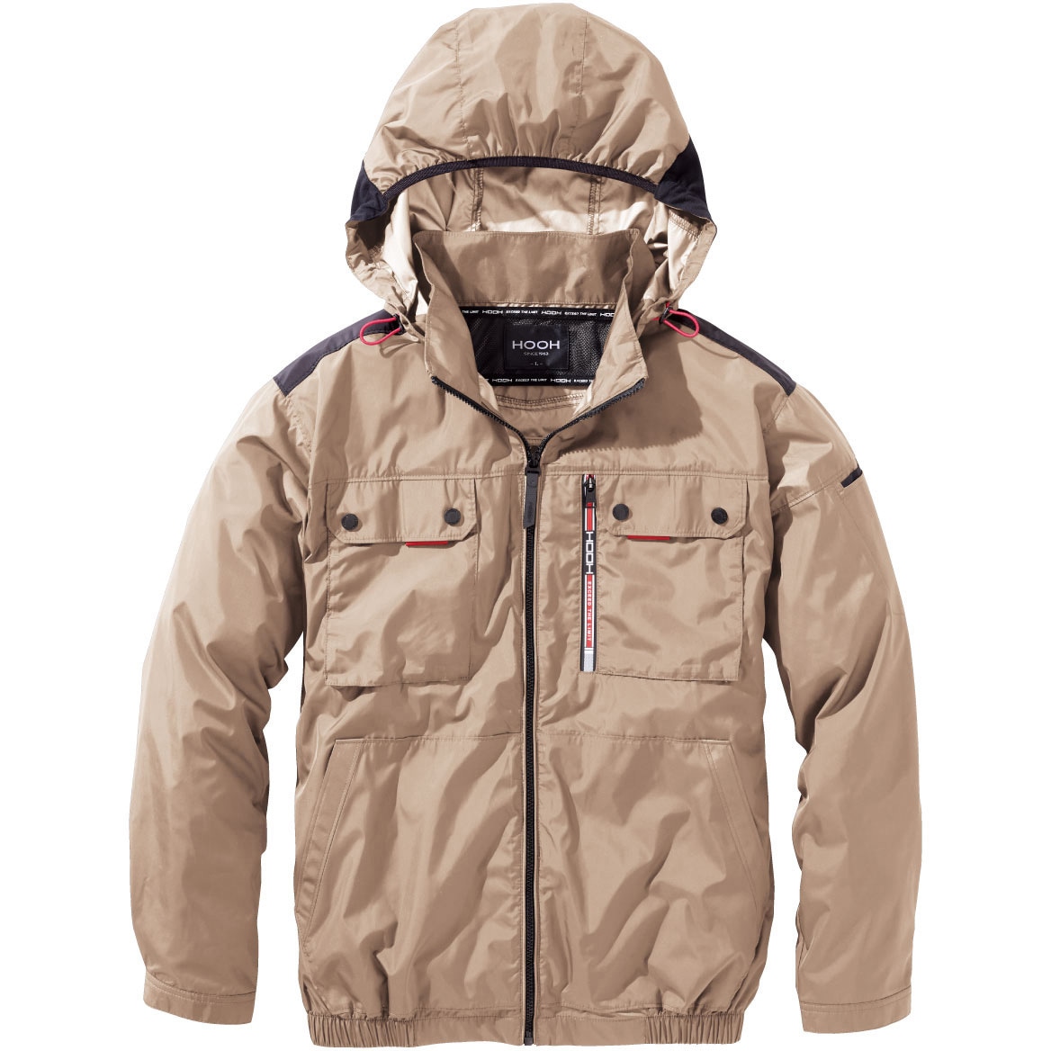 V1122 快適ウェア ミドルファン長袖フードジャケット 村上被服 ライトベージュ色 サイズ10L  V1122