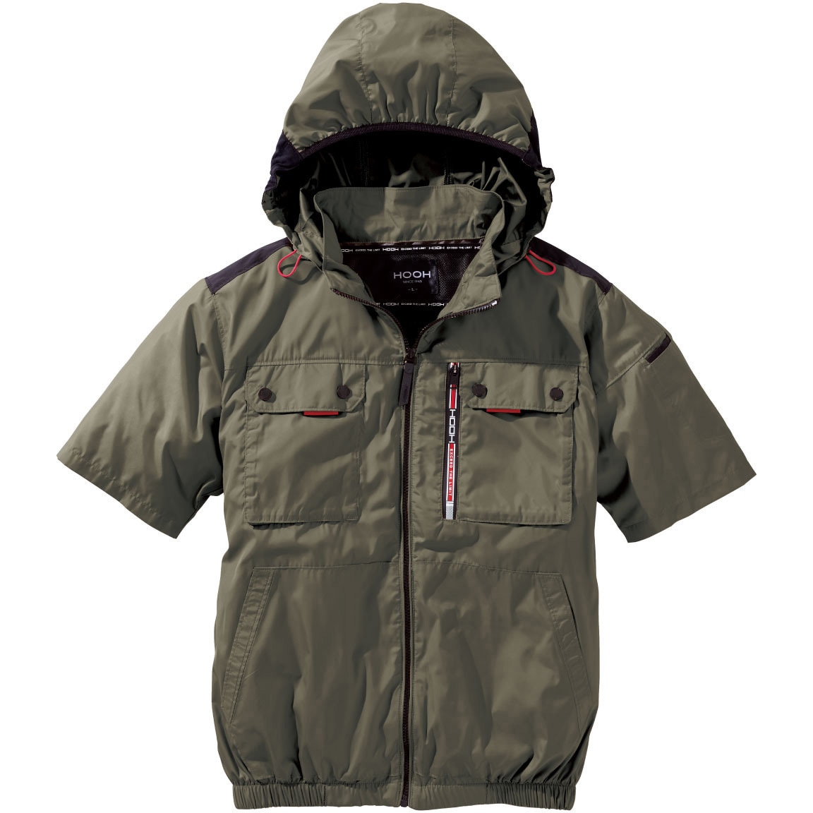 V1127 快適ウェア ミドルファン半袖フードジャケット 村上被服