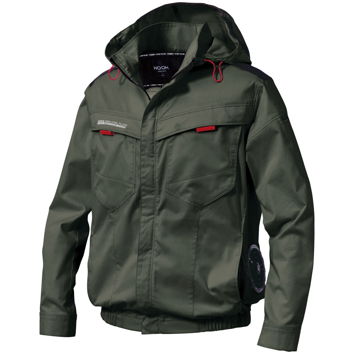 V2512 快適ウェア サイドファン長袖フードジャケット 村上被服 カーキ色 サイズS  V2512 5,998円