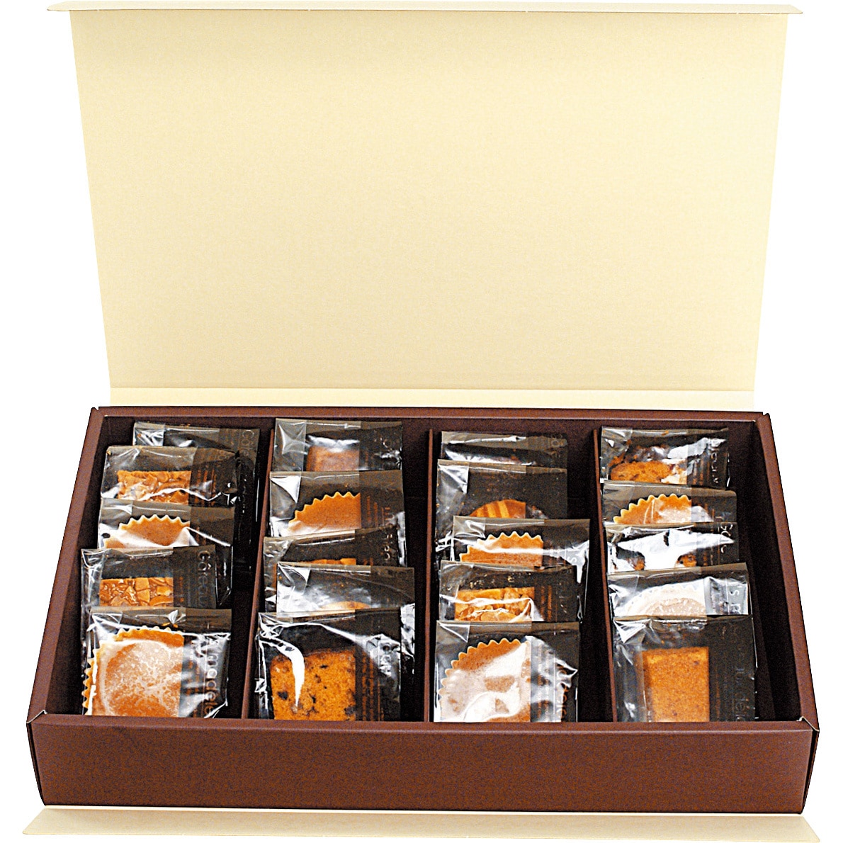 20-602 HBギフトBOX ヤマニパッケージ アイボリー/ブラウン色 形状1枚組立式 大サイズ 1ケース(50枚) 20-602