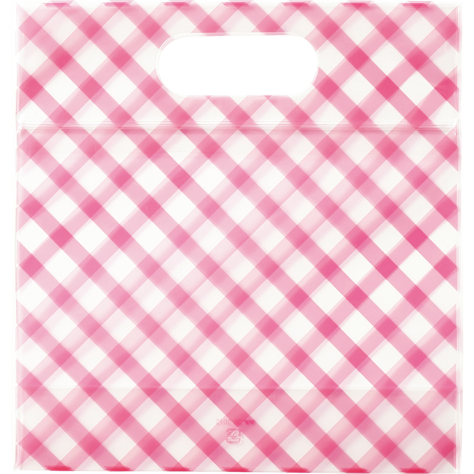 20-2012 チャック付小判抜袋 ヤマニパッケージ ストライプピンク色 サイズS 1ケース(200枚) 20-2012