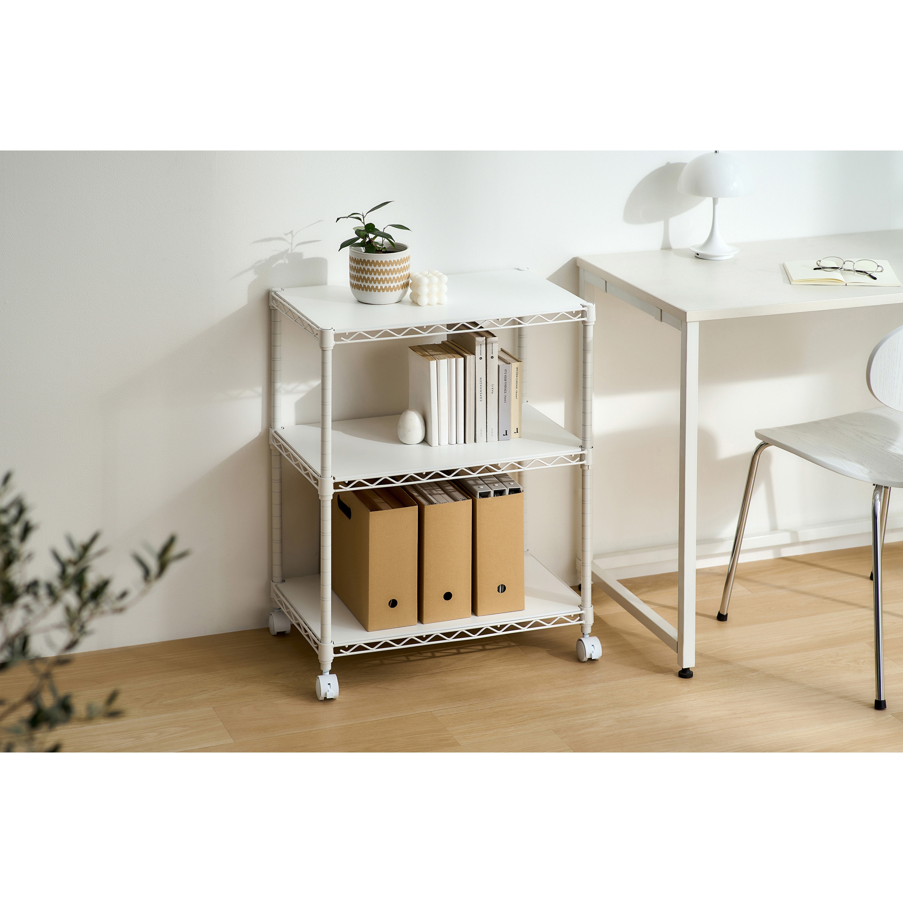 CMM-55073B カラーメタルラック ウッドボード付き 幅55×奥行35cm 1台