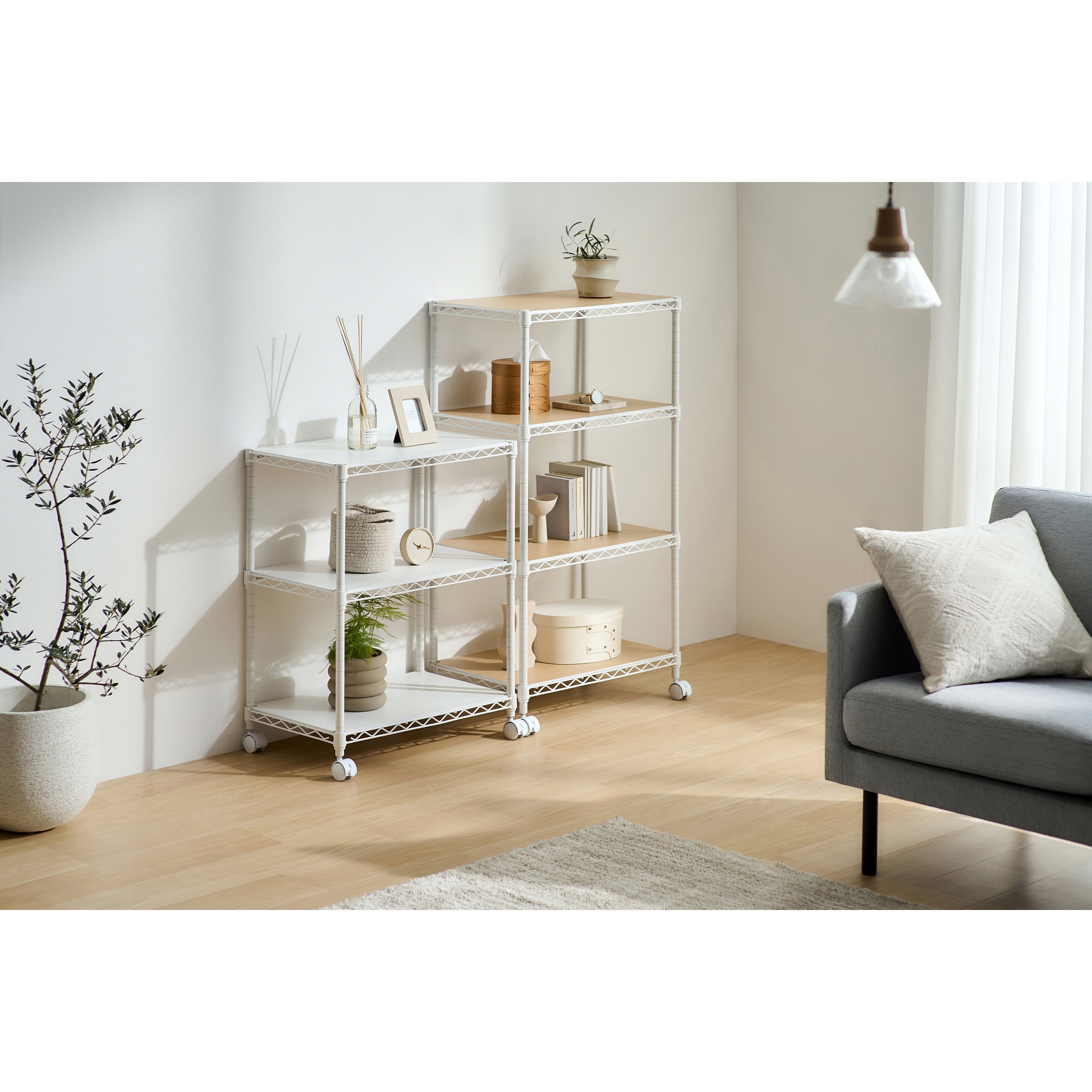 CMM-55073B カラーメタルラック ウッドボード付き 幅55×奥行35cm 1台