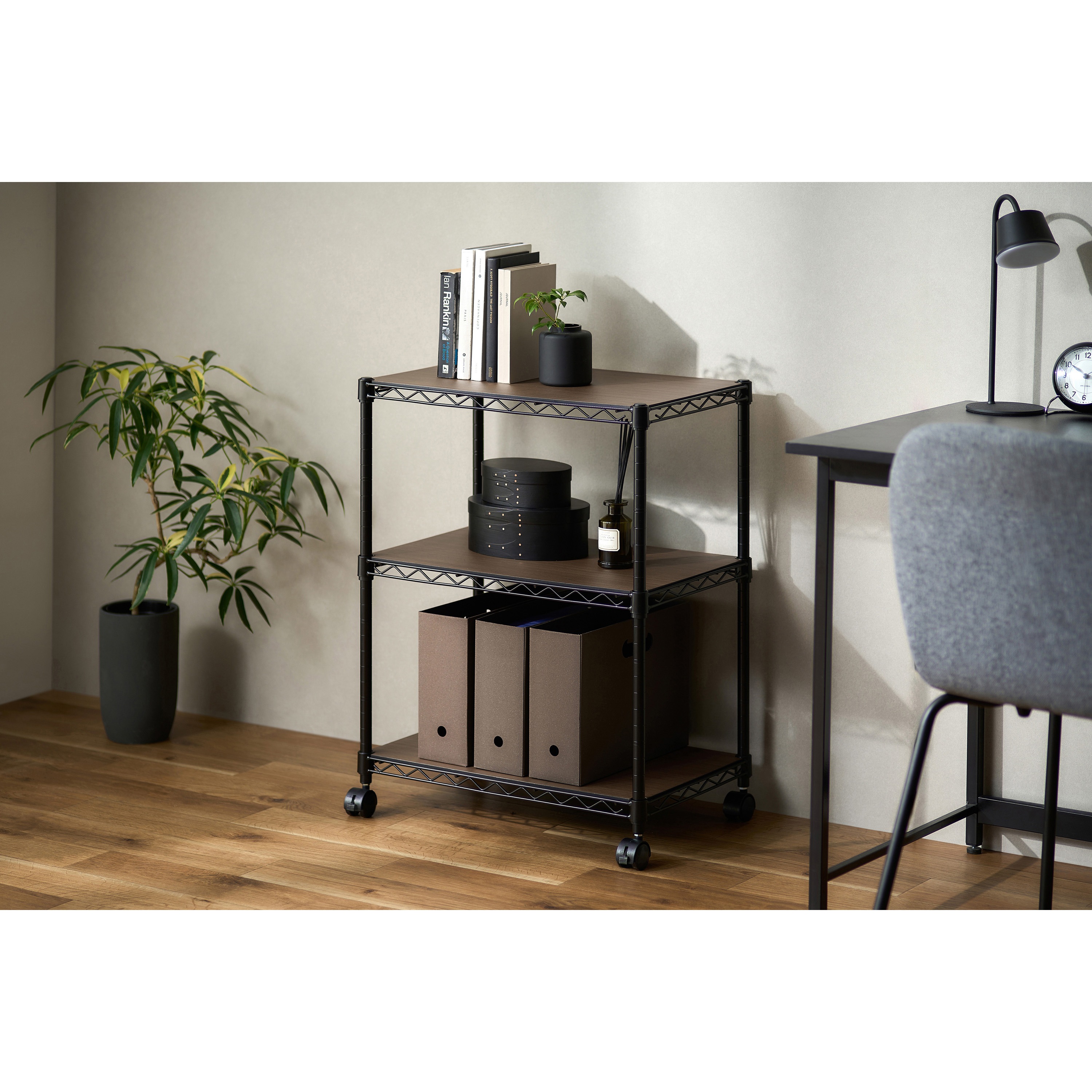 CMM-55073B カラーメタルラック ウッドボード付き 幅55×奥行35cm 1台