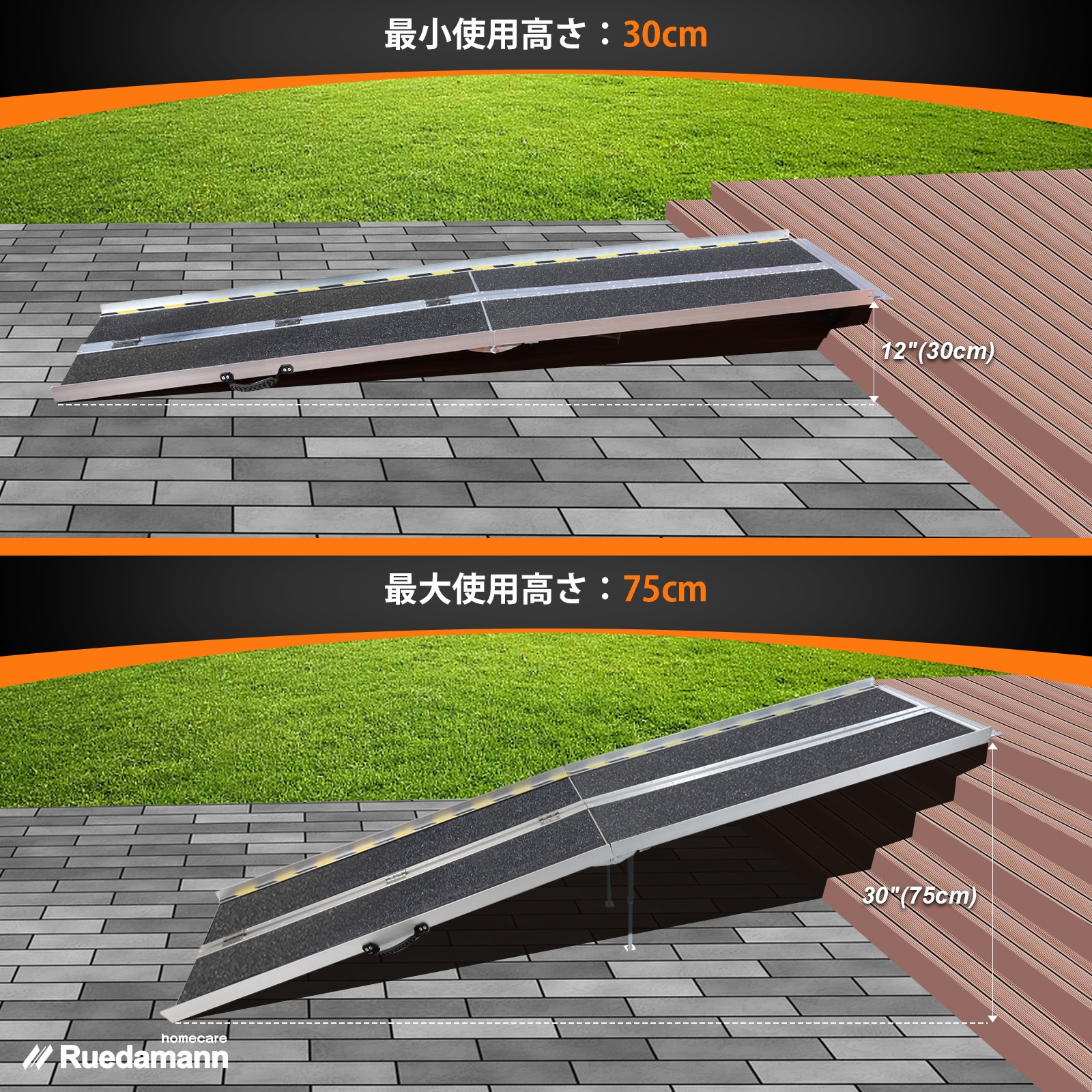 MR607T4-10L 折り畳み介護スロープ 階段 玄関に適用 1個 Ruedamann