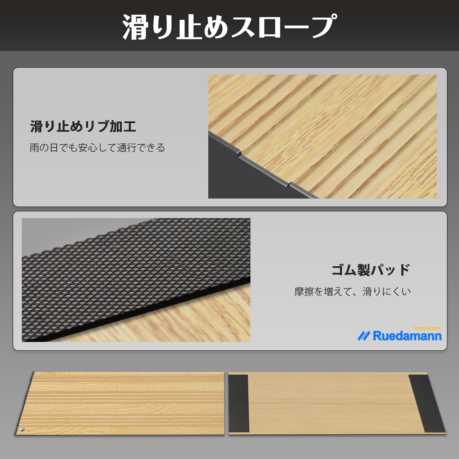 TR602QW-50N 段差解消スロープ2段調整 Ruedamann 奥行き25.5cm幅80cm高