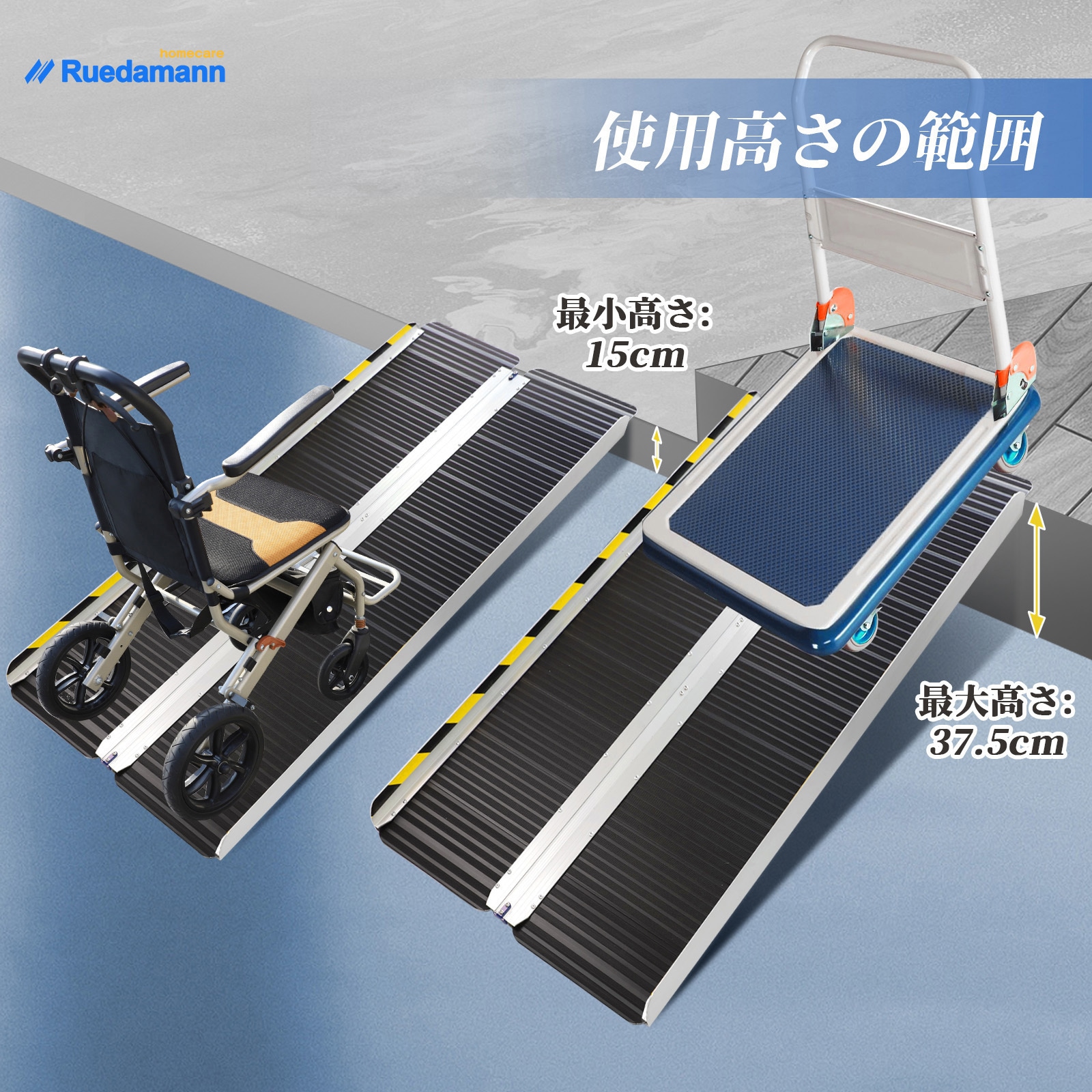 MR607M-5S-BK アルミブリッジ 玄関スロープ 1個 Ruedamann 【通販