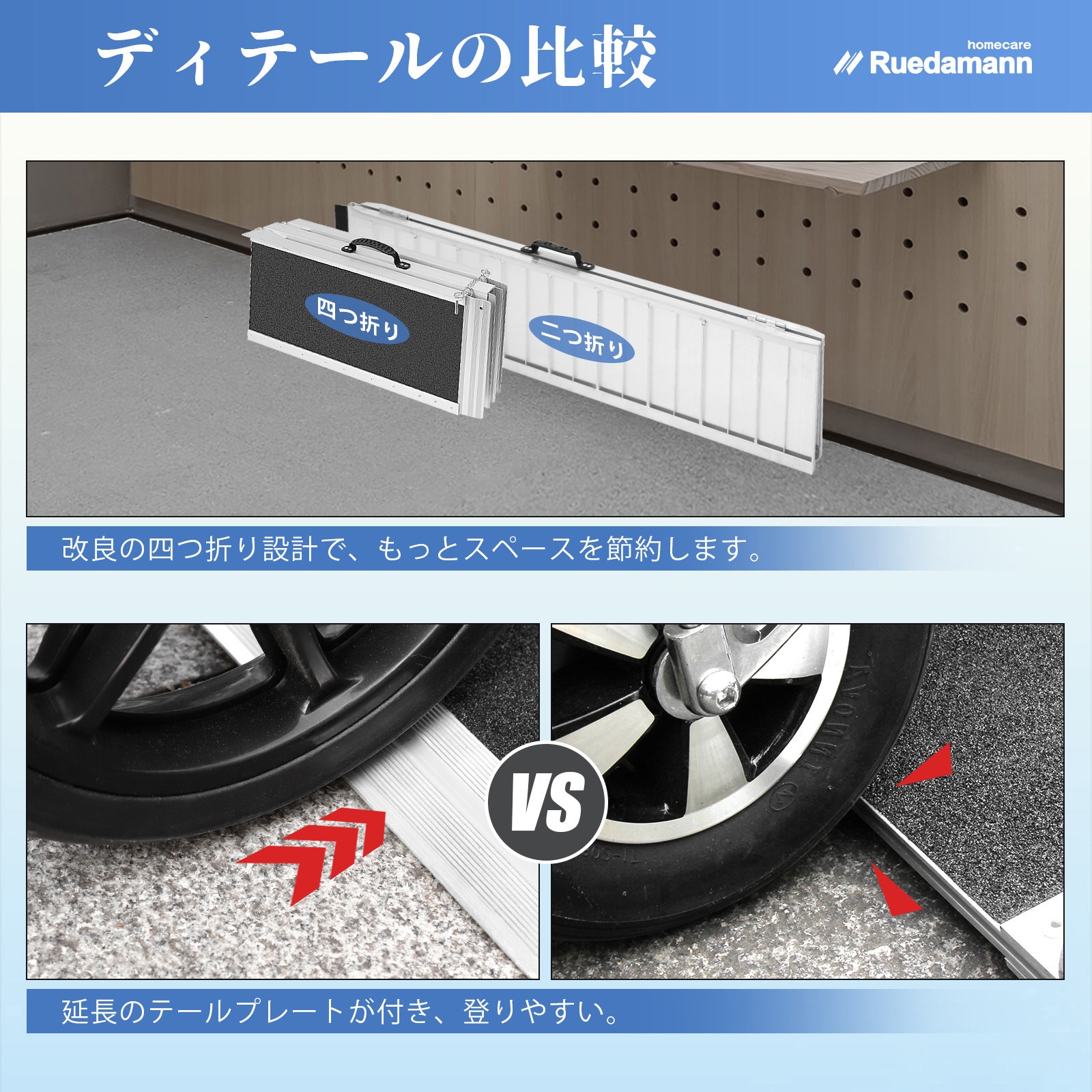 MR607AT4-5 折り畳み介護スロープ 階段 玄関に適用 1個 Ruedamann