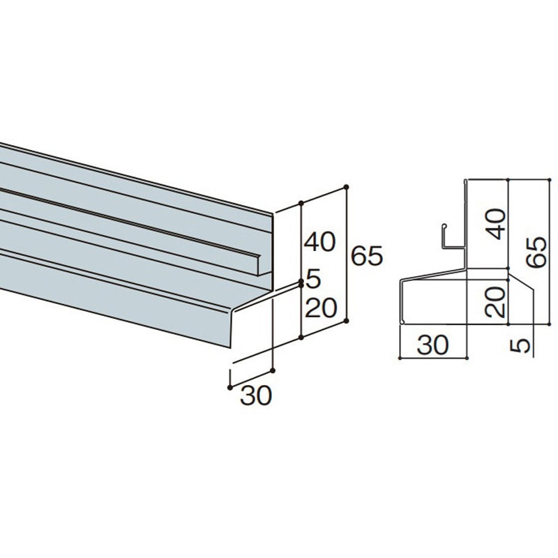 YAZ1Y8AE 金属サイディングはる一番施工部材 スターター一体土台水切り本体 KMEW(ケイミュー) アルミ押出形材 ブラック色 長さ4000mm 1箱(8本) YAZ1Y8AE