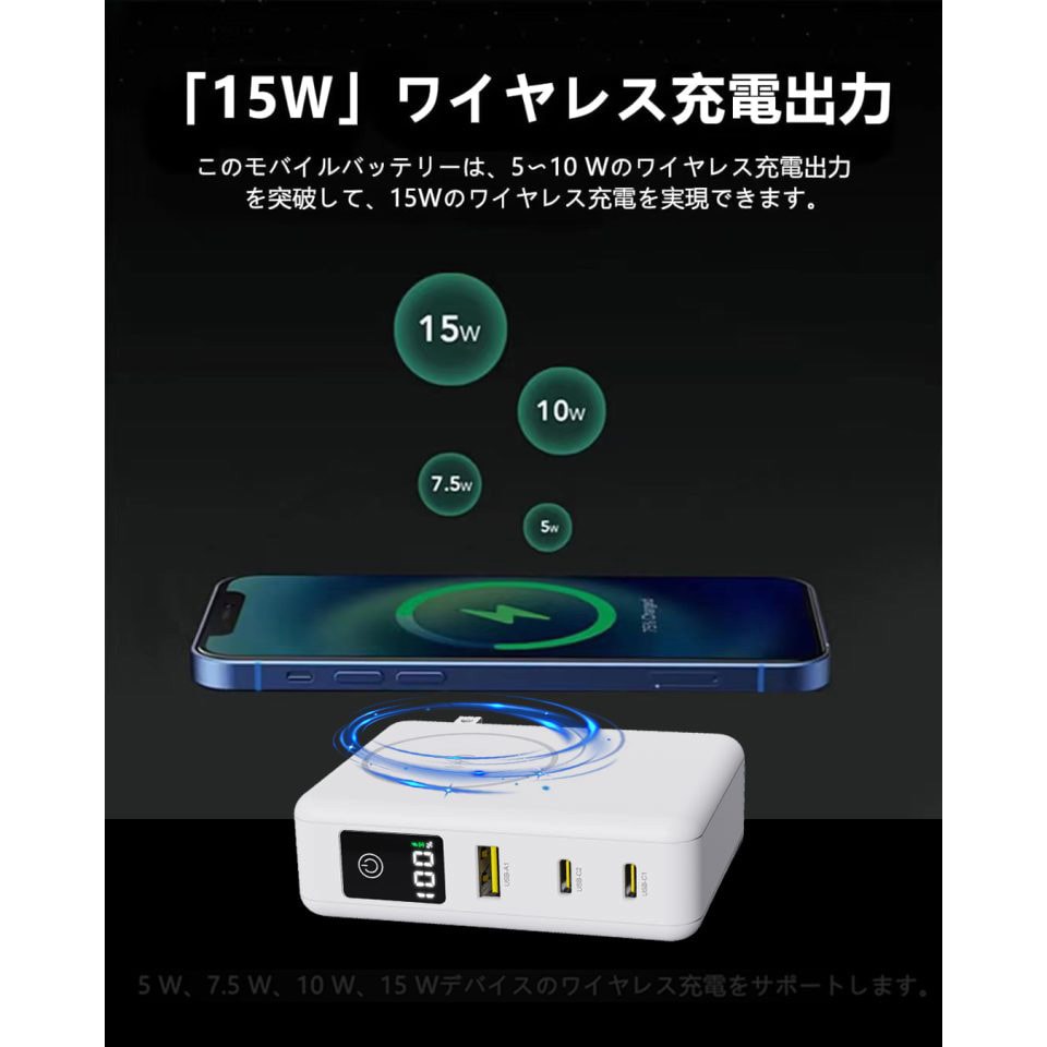 HD2-MBACPD65W10TGWH PD65W対応ACプラグ内蔵型モバイルバッテリー