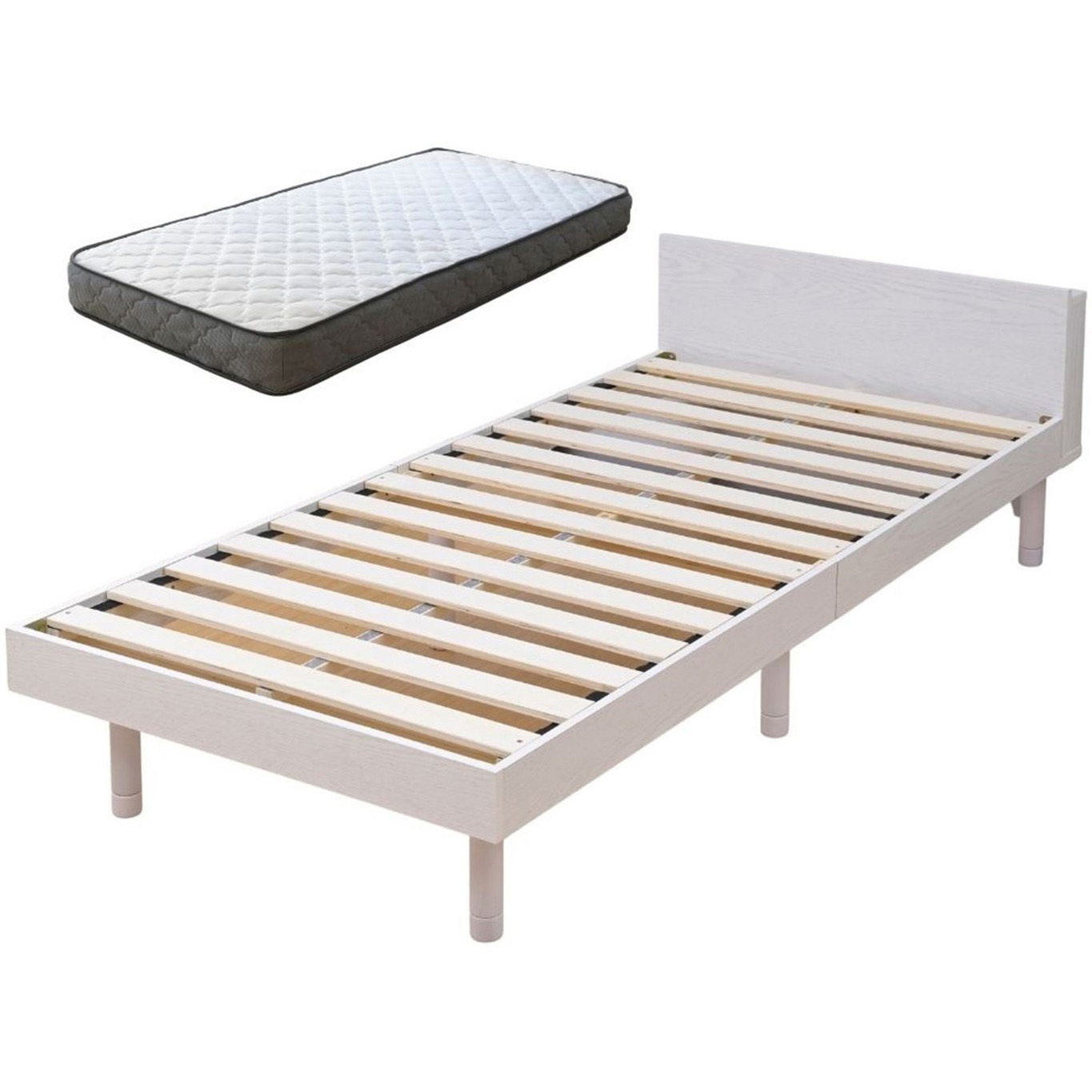 MBF-97195C(WH)+SPM2-S(WH/GY) ベッドフレーム コンセント付き 選べるセット 1セット YAMAZEN(山善) 【通販モノタロウ】