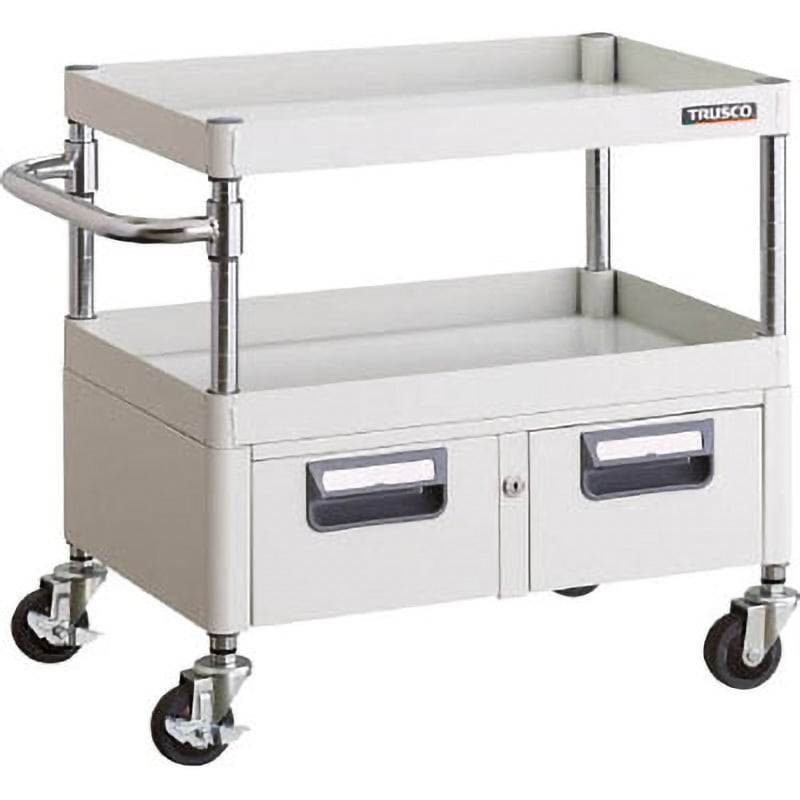 PEW-662W-YG フェニックスワゴン(省音タイプ・2列引出し付) TRUSCO 積載荷重150kg 自在×4キャスター ヤンググリーン色 高さ600mm間口600mm奥行400mm  PEW-662W-YG