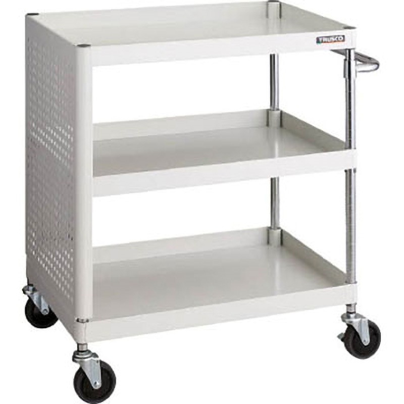 PEW-973PL-W フェニックスワゴン(省音タイプ・パンチングパネル付) TRUSCO 3段 ホワイト色 高さ880mm間口750mm奥行500mm  PEW-973PL-W