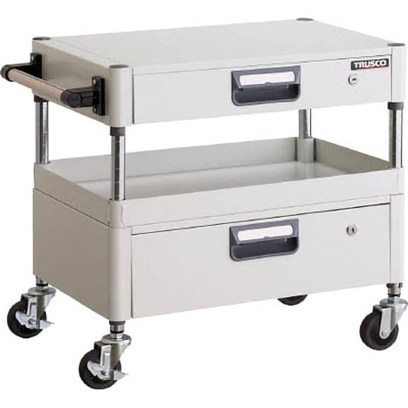 PEW-661VZ-YG フェニックスワゴン(省音タイプ・薄型1段・1段引出し付) TRUSCO 自在×4キャスター ストッパーあり(×2) ヤンググリーン色  PEW-661VZ-YG