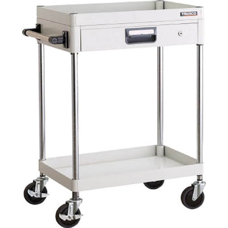 PEW-962Z-YG フェニックスワゴン(省音タイプ・薄型1段引出し付) TRUSCO 積載荷重150kg 自在×4キャスター 2段 ヤンググリーン色 高さ880mm間口600mm奥行400mm  PEW-962Z-YG