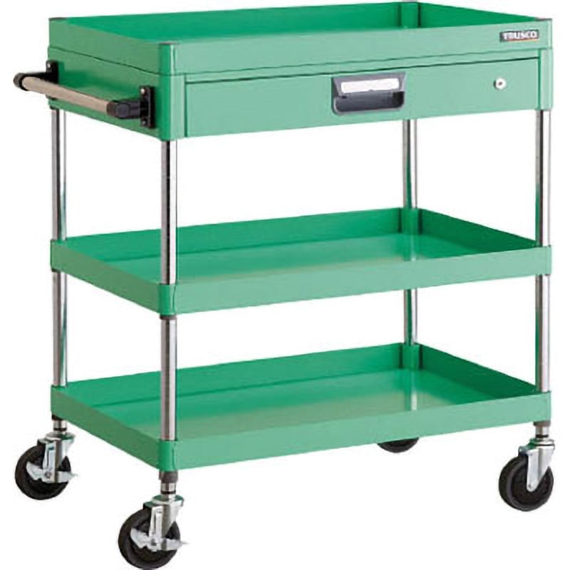 PEW-973Z-W フェニックスワゴン(省音タイプ・薄型1段引出し付) TRUSCO 積載荷重150kg 自在×4キャスター 3段 ホワイト色 高さ880mm間口750mm奥行500mm  PEW-973Z-W 39,637円