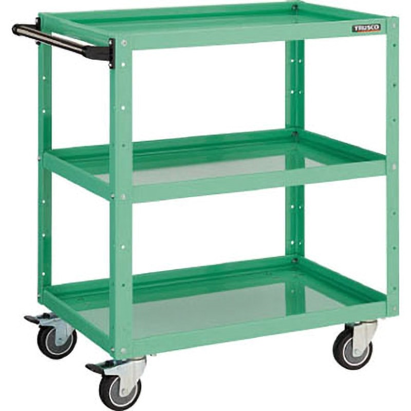 EGW-973UJ-YG イーグルワゴン(ウレタンキャスター4輪自在仕様) TRUSCO ヤンググリーン色 3段 奥行500mm高さ880mm  EGW-973UJ-YG