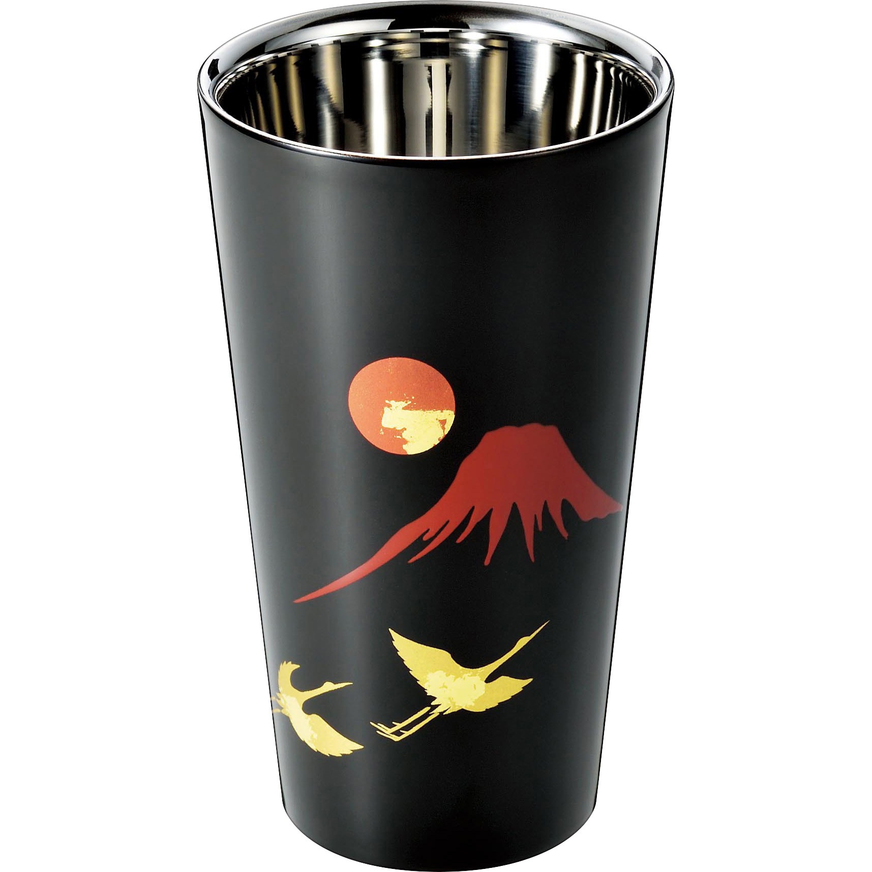 SCW-L963 SCW-L963 漆磨 2重ストレートカップ 赤富士に鶴 アサヒ(厨房) 容量250mL