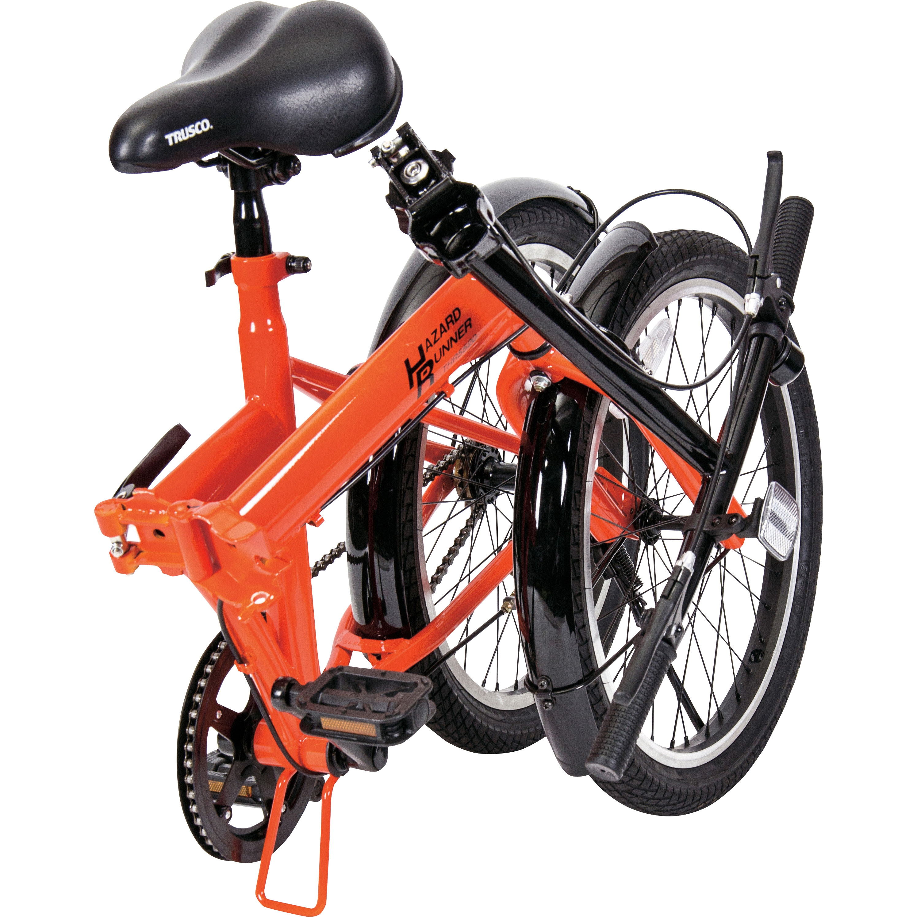Livorno 20インチ 折りたたみ自転車 オレンジ　ギアチェンあり THR5520 構内・災害時用ノーパンク自転車 ハザードランナー TRUSCO