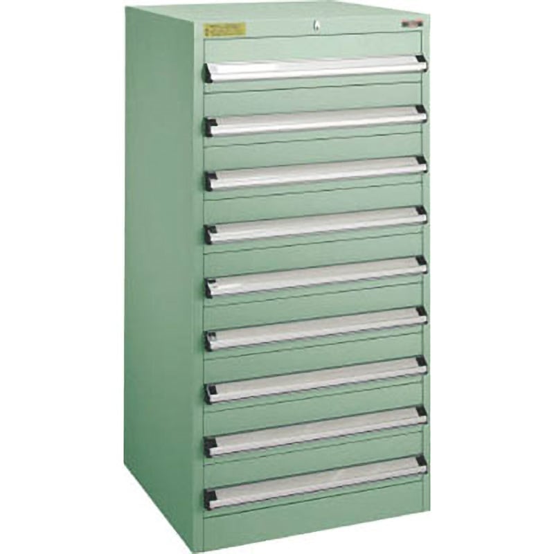VE6S-1206 中量キャビネットVE6S型(3ロック安全機構) TRUSCO グリーン 最大積載量900kg 引出し数H120/9個 外寸法600×550×1200mm