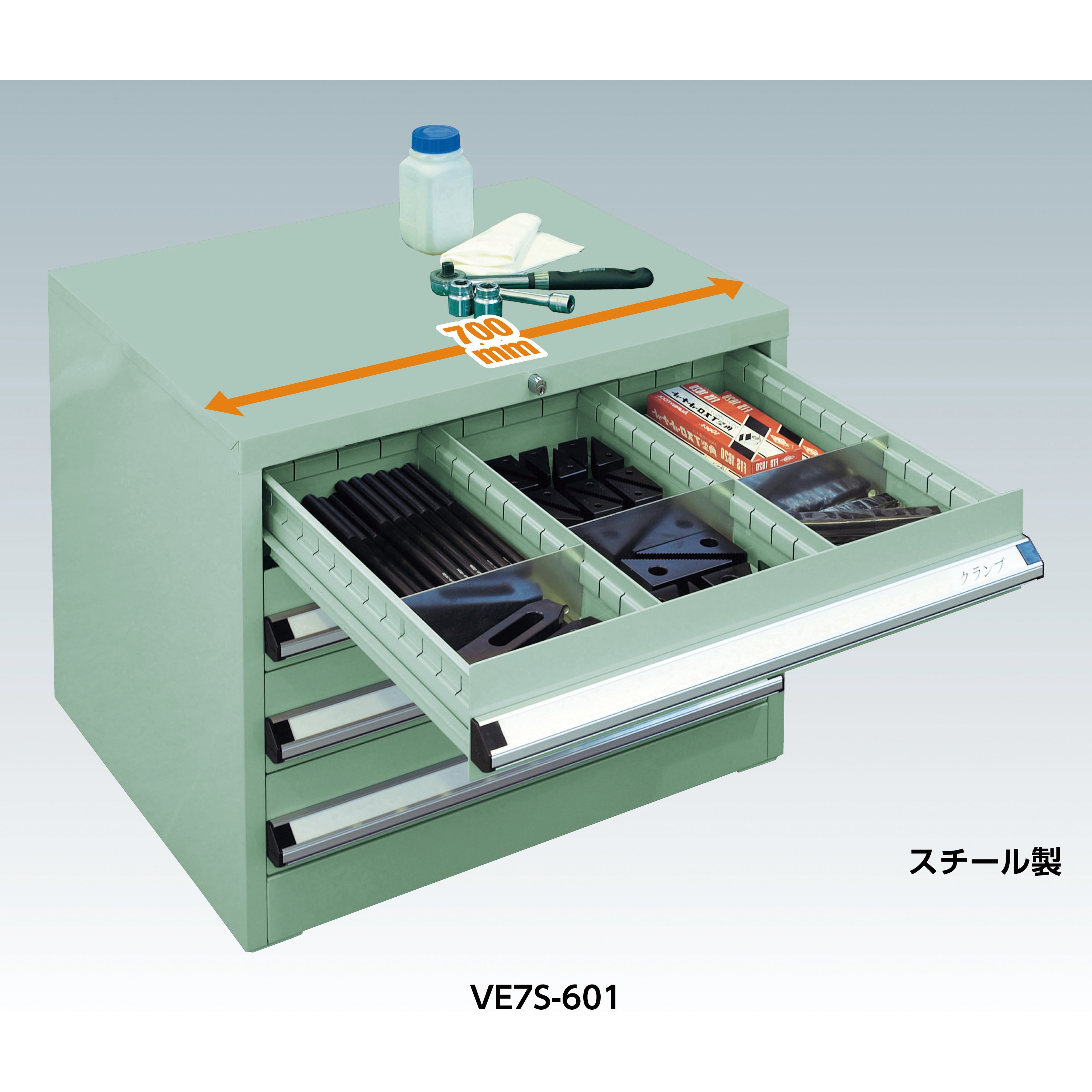 VE7S-1001 中量キャビネットVE7S型(3ロック安全機構) TRUSCO グリーン 最大積載量900kg 外寸法700×550×1000mm  - 【通販モノタロウ】