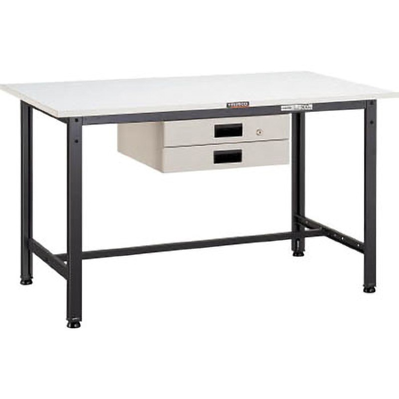 AE-1200UDK2 AE型作業台(薄型2段引出し付) TRUSCO ポリ化粧製天板 荷重300kg ダークグレー色 間口1200mm奥行750mm高さ740mm 38,987円