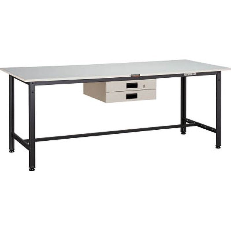 RAE-1809UDK2 RAE型作業台(薄型2段引出し付) TRUSCO リノリューム製天板 荷重300kg ダークグレー色 間口1800mm奥行900mm高さ740mm  RAE-1809UDK2