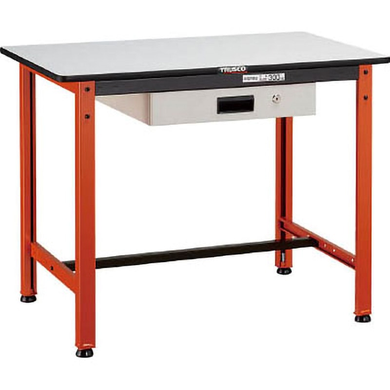 TFAEL-0960UDK1 軽量作業台TFAE型(引出し付) TRUSCO ポリ化粧製天板 荷重300kg ブラック/オレンジ色 間口900mm奥行600mm高さ740mm