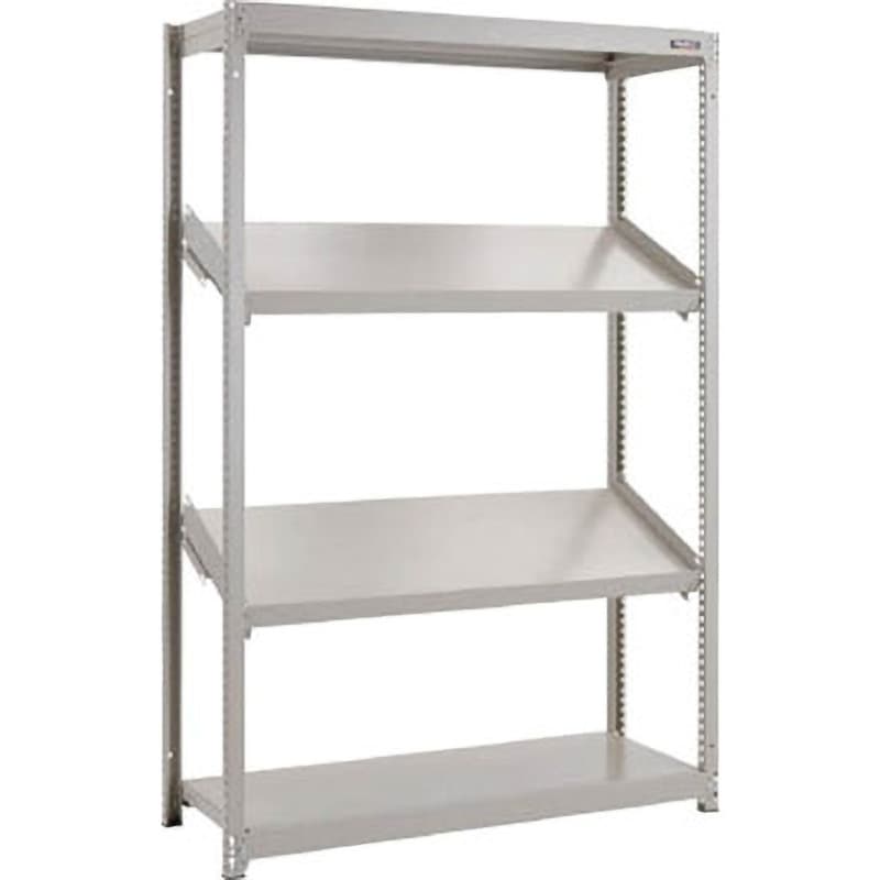 M1.5-6444K2 軽中量ボルトレス棚M1.5型(150kgタイプ、高さ1800mm、4段うち傾斜2段タイプ、前あたり付) TRUSCO グレー色 スチール 荷重1000kg 間口1203mm奥行454mm