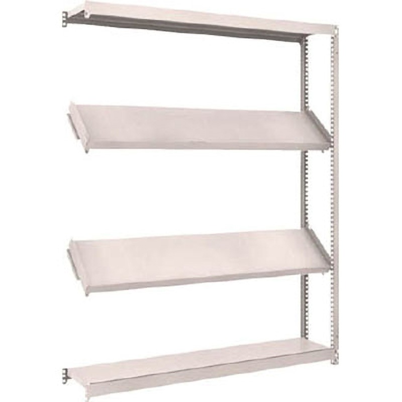 M1.5-6534K2B 軽中量ボルトレス棚M1.5型(150kgタイプ、高さ1800mm、4段うち傾斜2段タイプ、前あたり付) TRUSCO グレー色 間口1460mm奥行304mm