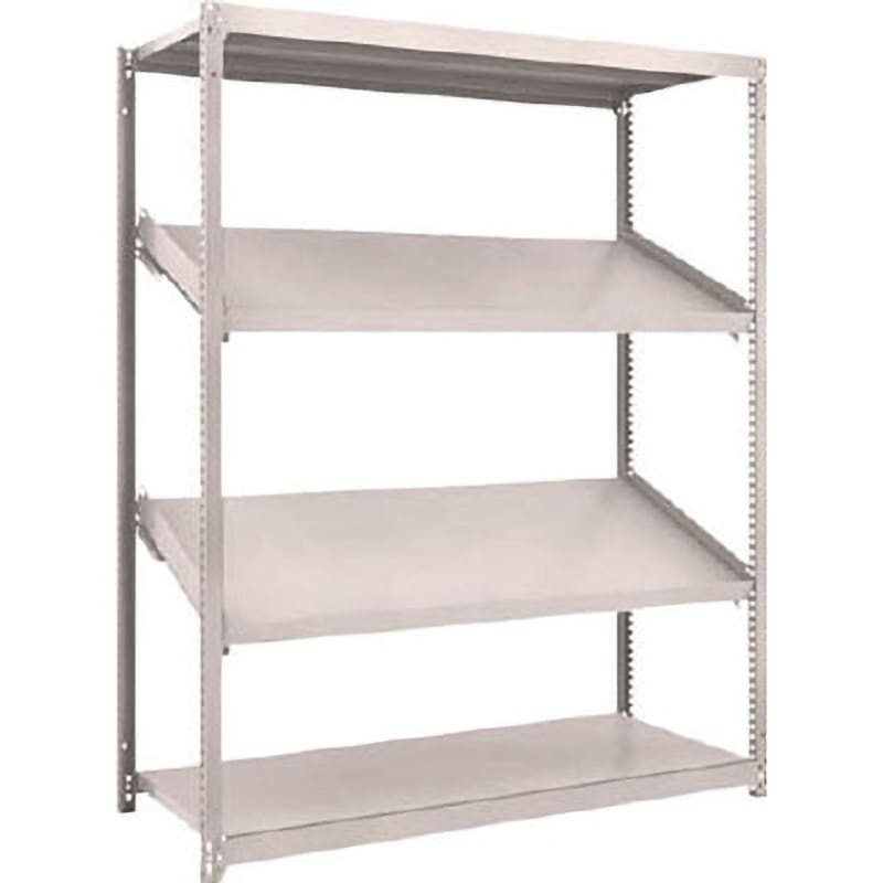 M1.5-6564K2 軽中量ボルトレス棚M1.5型(150kgタイプ、高さ1800mm、4段うち傾斜2段タイプ、前あたり付) TRUSCO グレー色 スチール 荷重1000kg 間口1503mm奥行604mm