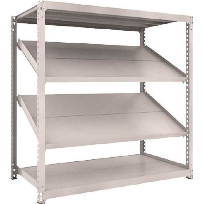 M3-6694K2 中量ボルトレス棚M3型(300kgタイプ、高さ1800mm、4段うち傾斜2段、前あたり付) TRUSCO グレー色 間口1861mm奥行931mm  M3-6694K2 52,788円