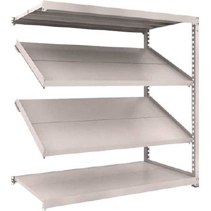 M3-6694K2B 中量ボルトレス棚M3型(300kgタイプ、高さ1800mm、4段うち傾斜2段、前あたり付) TRUSCO スチール グレー色 間口1800mm奥行931mm  M3-6694K2B