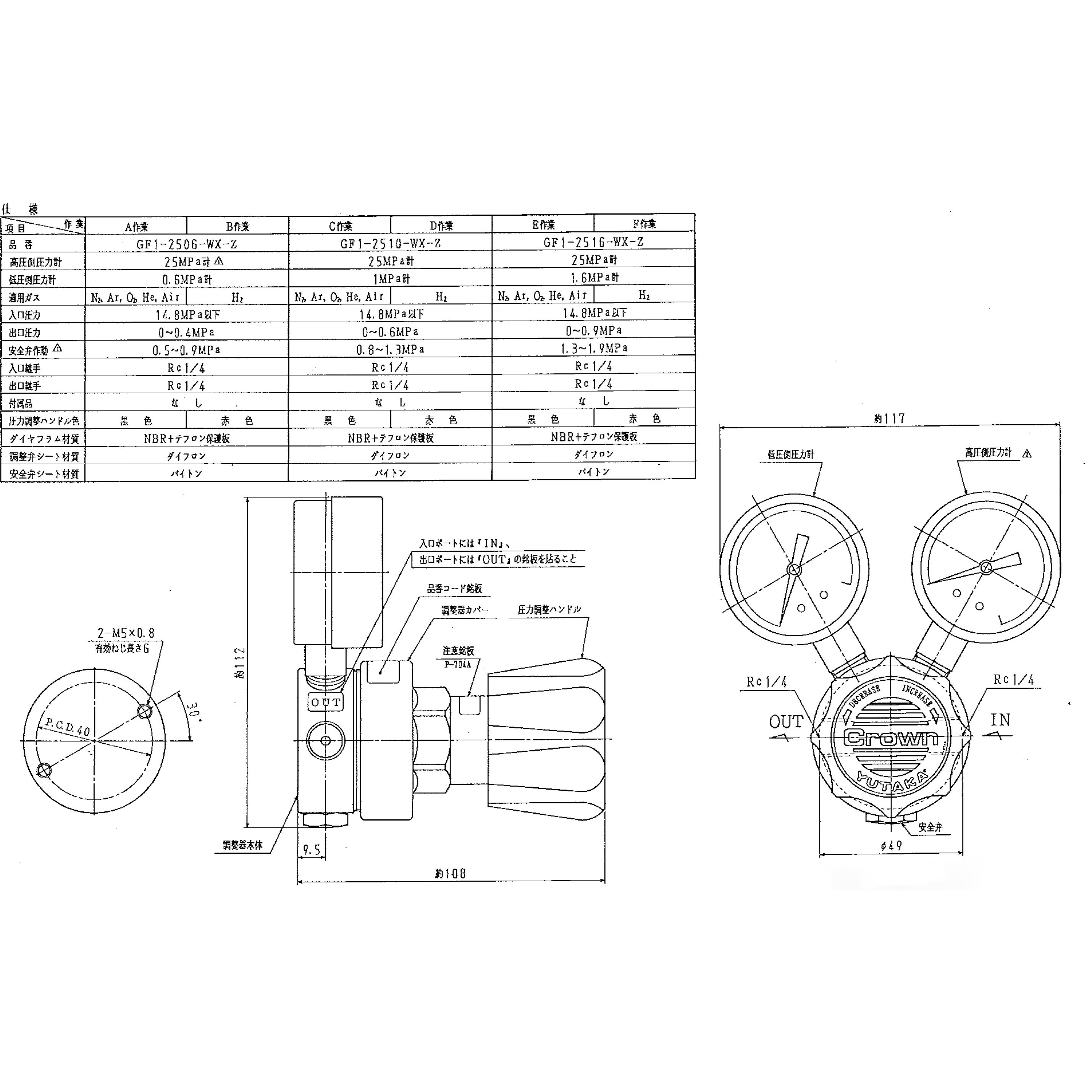 GF1-2516-WX-Z 配管用一段式精密圧力調整器(高圧仕様) GF1シリーズ